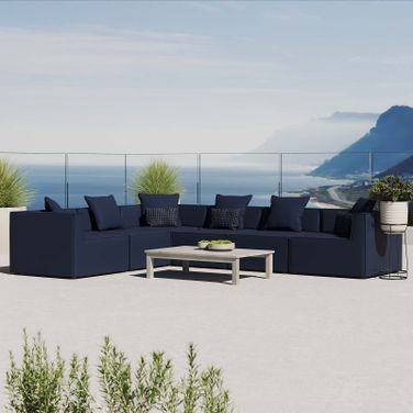 Saybrook Outdoor Patio Upholstered 6-Piece Sectional Sofa EEI-4385-NAV