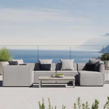 Saybrook Outdoor Patio Upholstered 6-Piece Sectional Sofa EEI-4386-GRY