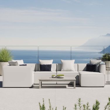 Saybrook Outdoor Patio Upholstered 6-Piece Sectional Sofa EEI-4386-WHI