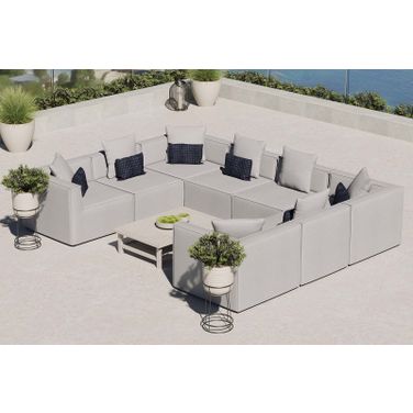 Saybrook Outdoor Patio Upholstered 8-Piece Sectional Sofa In Gray