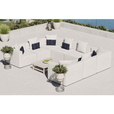 Saybrook Outdoor Patio Upholstered 8-Piece Sectional Sofa In White