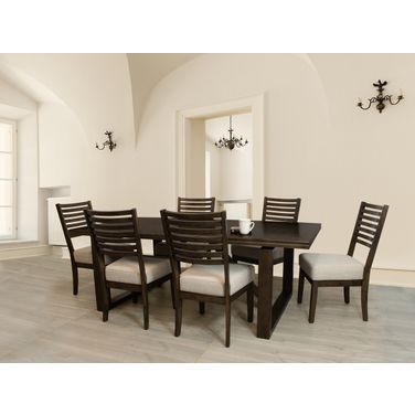 Scott Dining Room Set In Solid Birch Wood with Antique Brown Finish