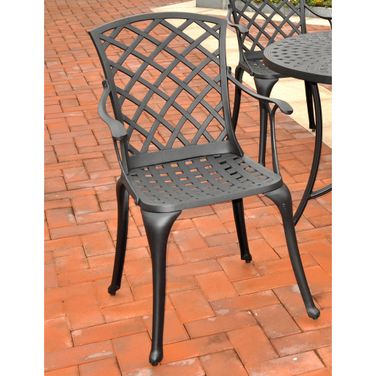 Sedona High Back Cast Aluminum Outdoor Chair In Black - Set of 2