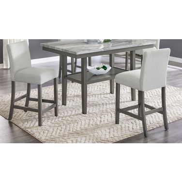 Selena Fabric Counter Height Chairs Set of 2 In Gray Wood Frame and Footrest