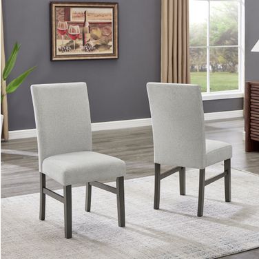 Selena Fabric Parsons Dining Side Chairs Set of 2 with Gray Wood Legs