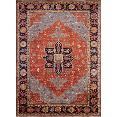 Serapi Collection Hand-Knotted Lamb's Wool Area Rug-13' 6" x 16'10" In Blue and Red