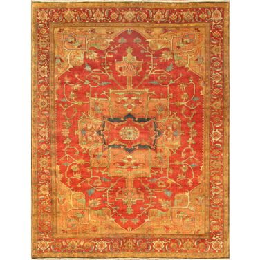 Serapi Collection Hand-Knotted Wool Area Rug (14' x 16') In Rust