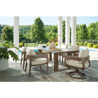 Serene Bay Outdoor Dining Room Set In Dark Brown