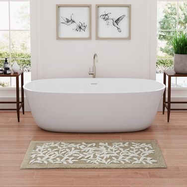 Serene Cotton Tufted 60x24 Bath Rug In Taupe