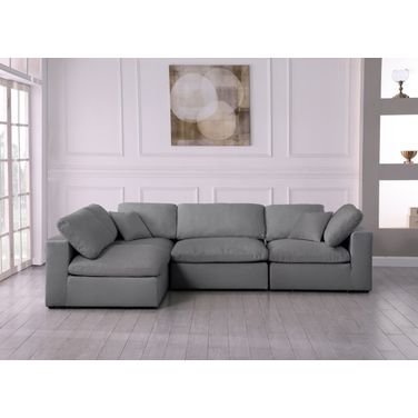 Serene Linen Textured Fabric Deluxe Comfort 4 Piece Modular Sectional In Grey