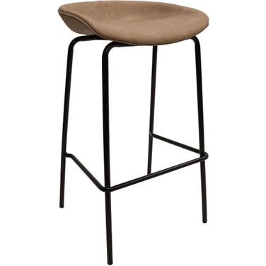 Servos Barstool with Upholstered Faux Leather Seat and Iron Frame In Sand Brown