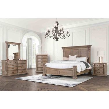 Sevenoaks Queen Bed In Weathered Oak