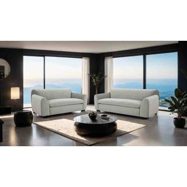 Severo Velvet  Living Room Set In Light Gray