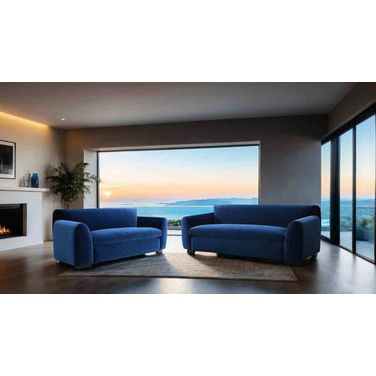 Severo Velvet Living Room Set In Royal Blue