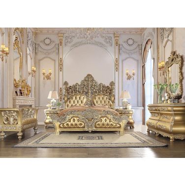 Seville Bedroom Set In Gold Finish