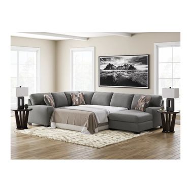 Newellen 3-Piece RAF Sleeper Sectional With Chaise In Greystone
