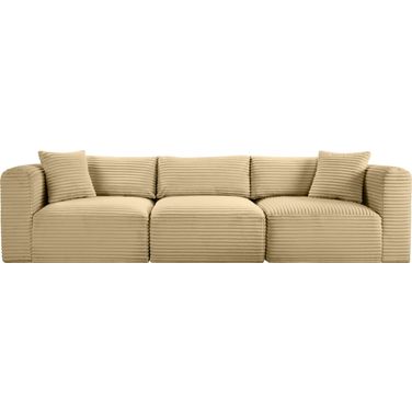 Shaggy Corduroy Performance Fabric 3 Piece Modular Sofa In Camel
