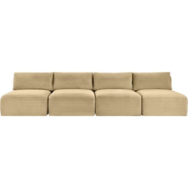Shaggy Corduroy Performance Fabric 4 Piece Modular Sofa In Camel