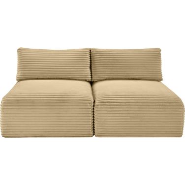 Shaggy Corduroy Performance Fabric 2 Piece Modular Sofa In Camel