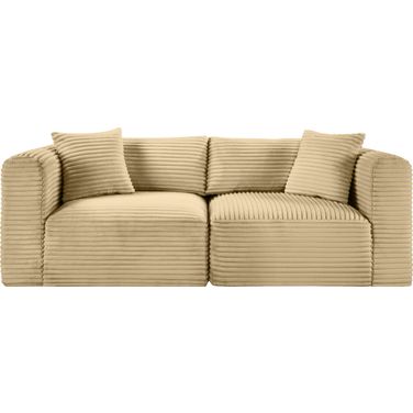 Shaggy Corduroy Performance Fabric 2 Piece Modular Sofa In Camel