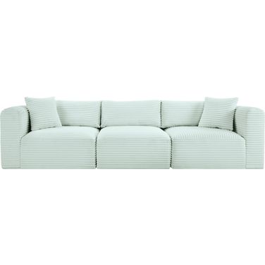 Shaggy Corduroy Performance Fabric 3 Piece Modular Sofa In Mint