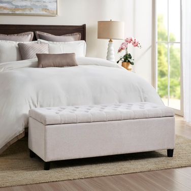 Shandra Tufted Top Soft Close Storage Bench In Natural