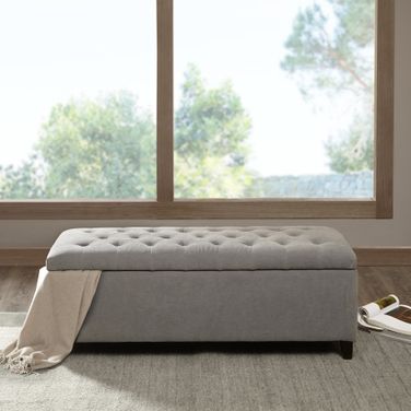 Shandra Upholstered Ottoman In Grey