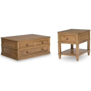 Sharlance Lift-Top Occasional Table Set In Light Brown