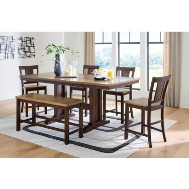 Sharlander Counter Height Extension Dining Room Set In Light Brown and Dark Brown