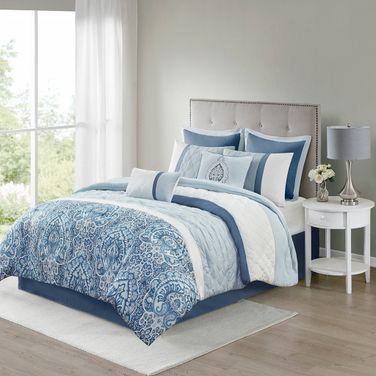 Shawnee 8 Piece King Comforter Set In Blue