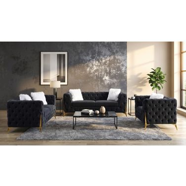 Sheila Black Velvet Living Room Set