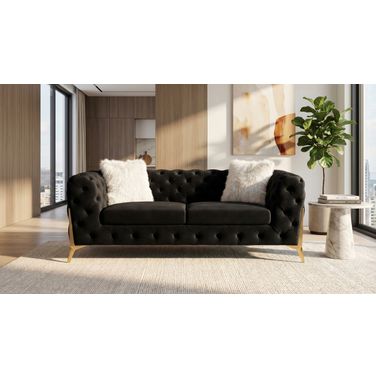 Sheila Black Velvet Loveseat