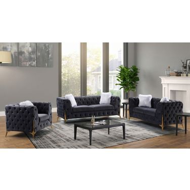 Sheila Dark Grey Velvet Living Room Set