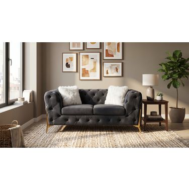 Sheila Dark Grey Velvet Loveseat