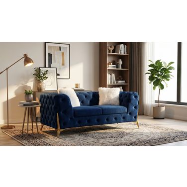 Sheila Navy Velvet Loveseat