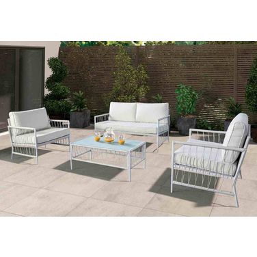Shomari 4 Piece Wicker Sofa Set In White