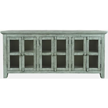 Rustic Shores 70 Inch 6 Door Sideboard Cabinet In Blue