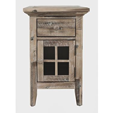 Rustic Shores USB Charging Chairside End Table In Grey Wash