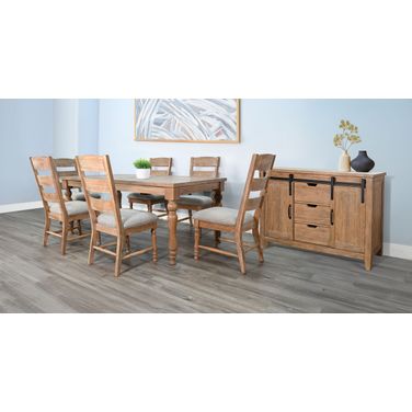 Sierra Rectangular Extension Dining Room Set with Turned Legs In Amber
