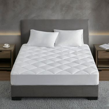 Signature Dobby Cotton Waterproof King Mattress Pad In White