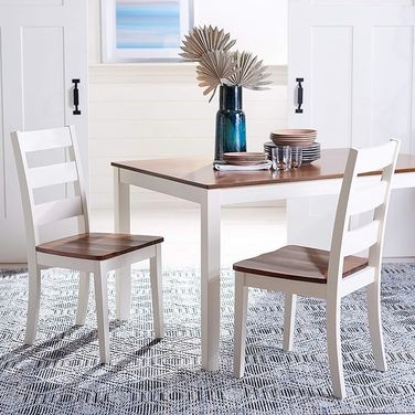 Silio Rectangle Dining Room Set In White and Natural