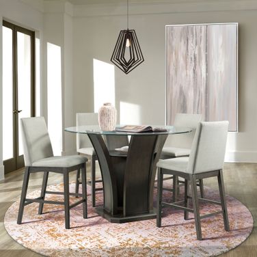 Simms Walnut Round Counter Height Dining Room Set