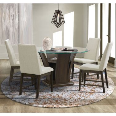 Simms Walnut Round Dining Room Set
