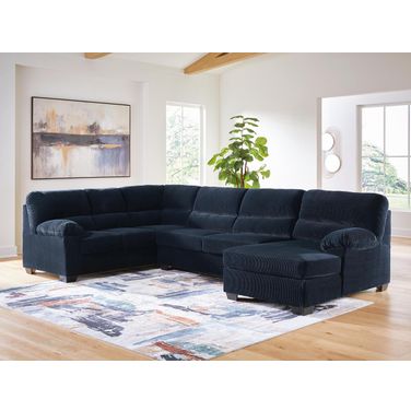 SimpleJoy 3-Piece RAF Sectional with Chaise In Navy