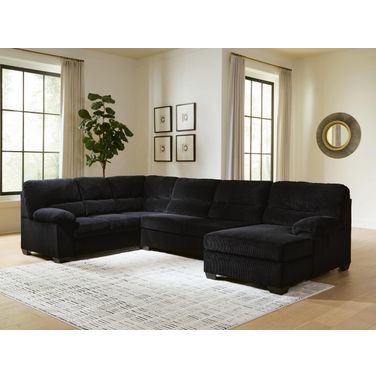 SimpleJoy 3-Piece Sectional with RAF Chaise In Onyx