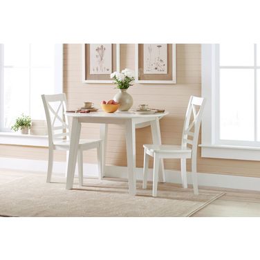 Simplicity Paperwhite Round Extendable Dining Room Set