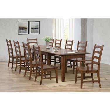 Simply Brook Amish Brown 11 Piece Rectangular Extendable Table Dining Set