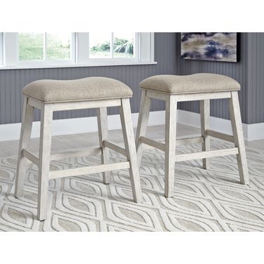 Skempton White And Light Brown Counter Height Bar Stool Set of 2