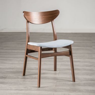 Skien Side Chair Set of 2 In Walnut and Light Gray