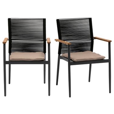 Skog Stackable Outdoor Armchair Set of 2 In Black
